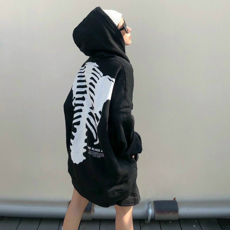 (HCM) ÁO KHOÁC NỈ HODDIES FORM RỘNG PHONG CÁCH HÀN QUỐC - UNISEX HỌA TIẾT XƯƠNG ĐỘC ĐÁO CHO CÁC BẠN TRẺ HIYU FASHION
