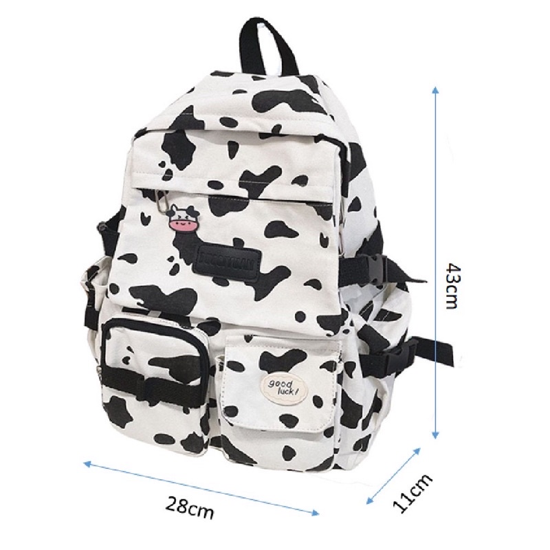 Balo bò sữa đi học cặp học sinh unisex có ngăn đựng laptop phong cách Ulzzang Hàn Quốc BZ 90