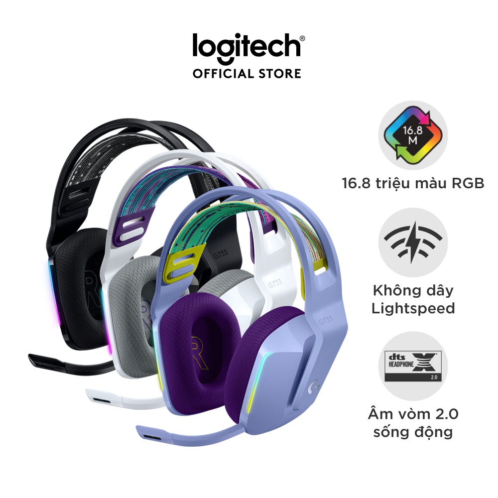 [Mã ELCL7 giảm 7% đơn 300K] Tai nghe game không dây Logitech G733 - RGB, màn loa Pro-G, Mic Blue Voice