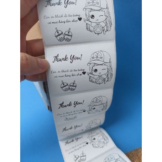 Combo 100 Tem dán thank you hình Doraemon cute, có sẵn keo kích thước 7x5cm
