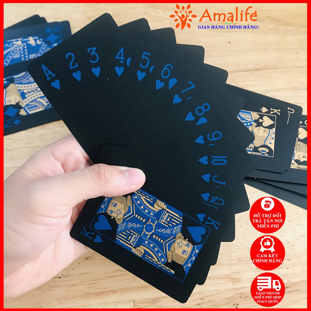 Ảnh Bài Tây Poker Nền Đen Cao Cấp Chọn Màu Bằng Nhựa PVC Chống Thấm Nước Chính Hãng Amalife 2