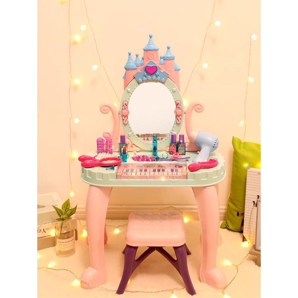 Đồ Chơi Trang Điểm Cho Bé Gái Bộ Bàn Trang Điểm Kèm Ghế Lâu Đài Bộ Trang Điểm Make Up Âm Thanh Ánh Sáng- Đồ Chơi PUKAPI