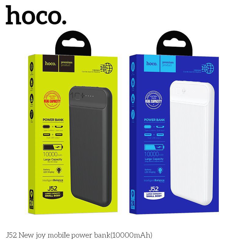 Sạc Dự Phòng 20000 Mah Hoco J52 Bản Nâng Cấp ✔10000mAh-20000mAh ✔Siêu Mỏng  ✔️ Sạc Thiết Bị Cùng Lúc
