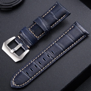 Dây Đeo Đồng Hồ Bằng Da Bò Màu Đen / Bạc 20mm 22mm 24mm 26mm Thay Thế Cho Panerai