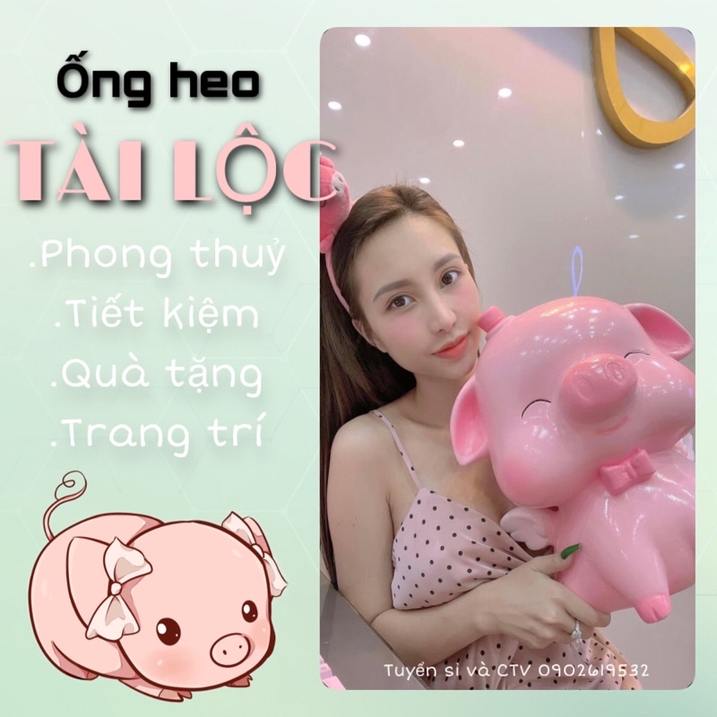 Heo đất thiên thần tài lộc  size đại 29x40