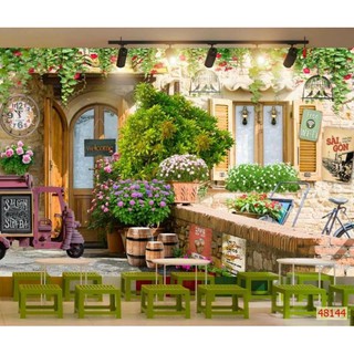 Tranh dán tường 3D trang trí quán cafe, trà sữa, trà chanh, quán ...