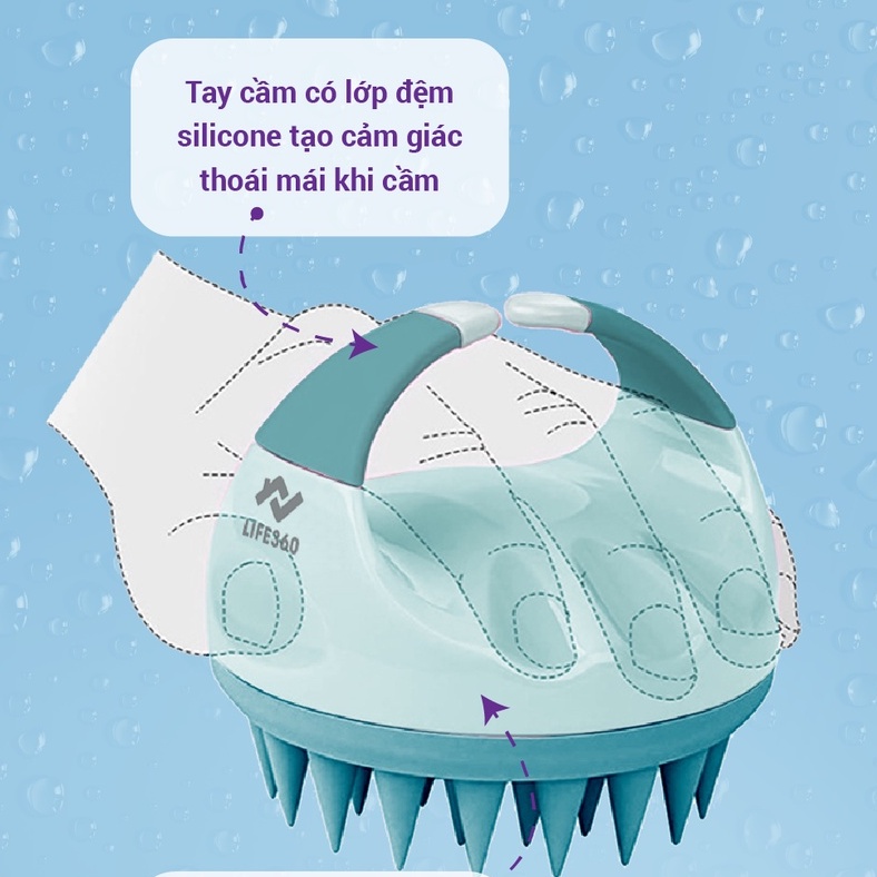 Ảnh Lược Gội Đầu Life360 LE-LGD22 - Lược Massage Đầu Gai Silicon, Giảm Ngứa, Giảm Gãy Rụng Tóc, Chính Hãng 4