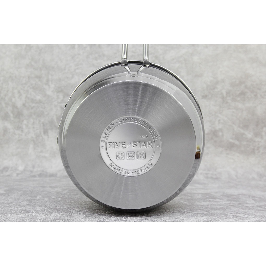 Ảnh Quánh 3 đáy inox 430 Fivestar Standard nắp kính bếp từ FSQ16001 (16cm) 1