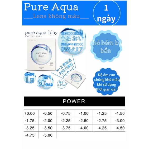 Lens trong suốt 1 ngày 24H sử dụng PURE AQUA Eyeblink