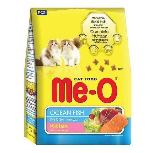 Thức ăn hạt Me-o cho mèo con và mèo tập nhai gói 400gr vị hải sản