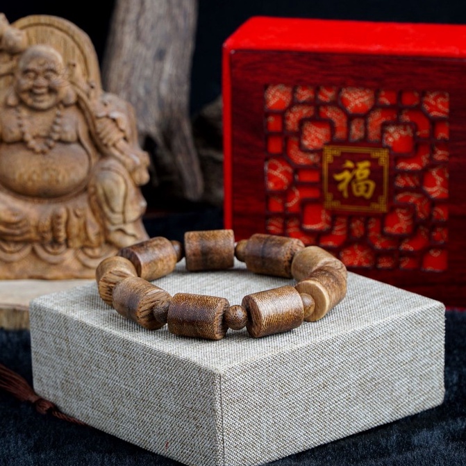 Vòng Tay Trầm Hương Tốc Tự Nhiên Trụ Trúc - Phong Thủy - Trầm Hương Tự Nhiên- 8mm 10mm 12mm 14mm
