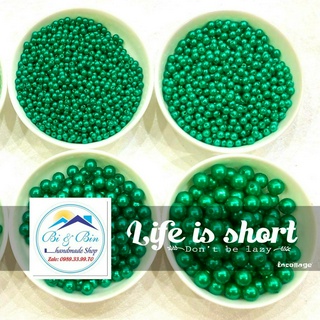 Hạt Trai Hạt Bẹt Màu Xanh Két Đủ Size 3-4-5-6-8-10mm Đính Kết Trang Phục - Phụ Kiện