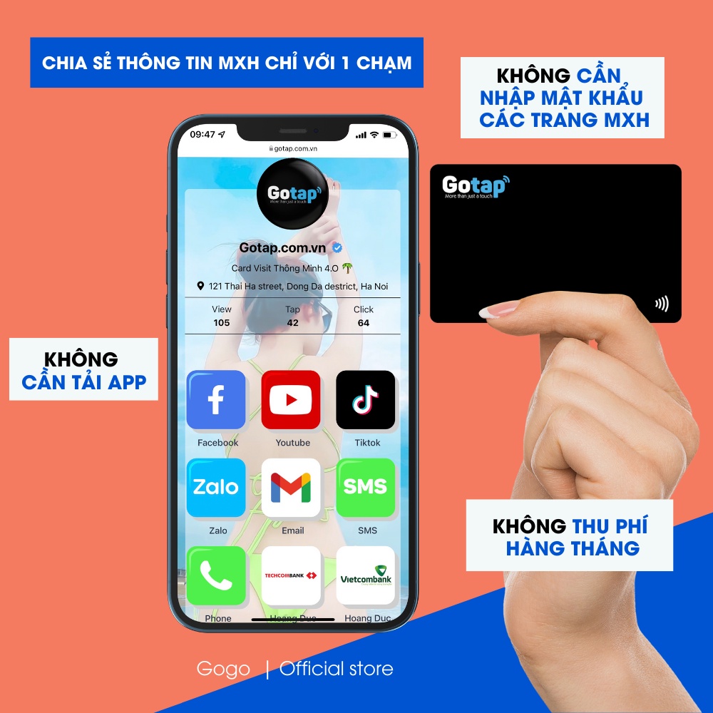 Thẻ Thông Minh GOTAP Black Edition, Card Visit Điện Tử, Chia Sẻ Thông ...