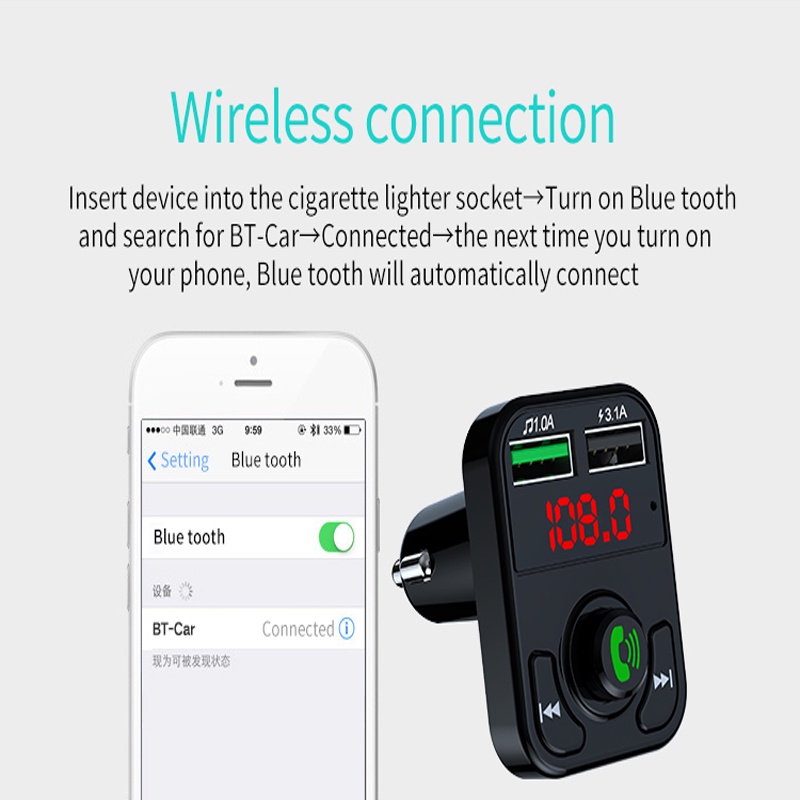 Ảnh Tẩu Sạc Xe Hơi Bluetooth VITOG Kiêm Máy Phát FM Chuyên Dụng Gồm 2 Cổng USB 4
