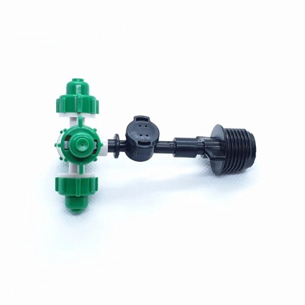 Béc Phun Sương Tưới Lan 4 Hướng Xanh - Nối Ren ngoài 21mm Kèm Van Chống Rỉ Nước