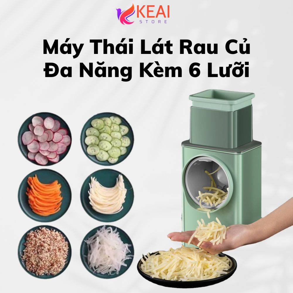 Máy Thái Lát Rau Củ Đa Năng Kèm 6 Lưỡi Dao Cắt - Thái Lát Bào Cắt Củ ...