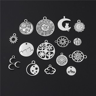 10 Chiếc Cổ Sliver Tròn Nhìn Ban Đêm Quyến Rũ Mặt Trời Sao Trăng Mây Thiên Nhiên Mặt Dây Chuyền Làm DIY Phụ Kiện Thủ Công