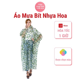 Áo Mưa Bít Một Người Vải Nhựa Dẻo Trong PVC Hoa Văn Nữ Tính Bền Bỉ Không Thấm Nước