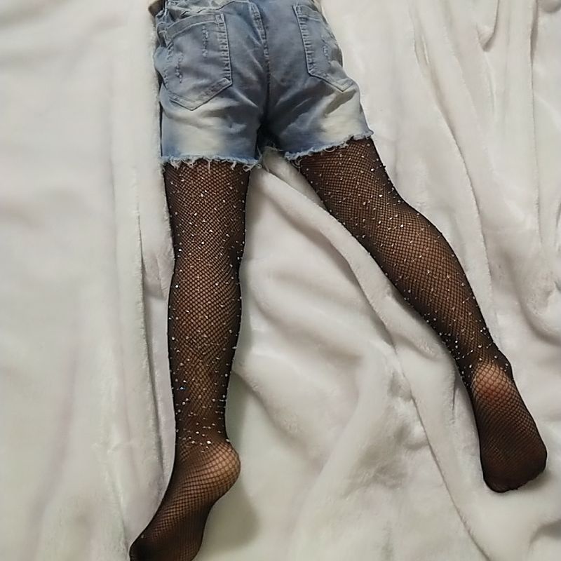 Innlike1 Blingbling Legging Lưới Tất Cho Kim Cương Giả Rỗng Ra Quần Kim Cương Chắc Chắn Tập Đi Trẻ Em Bé Gái Glitt