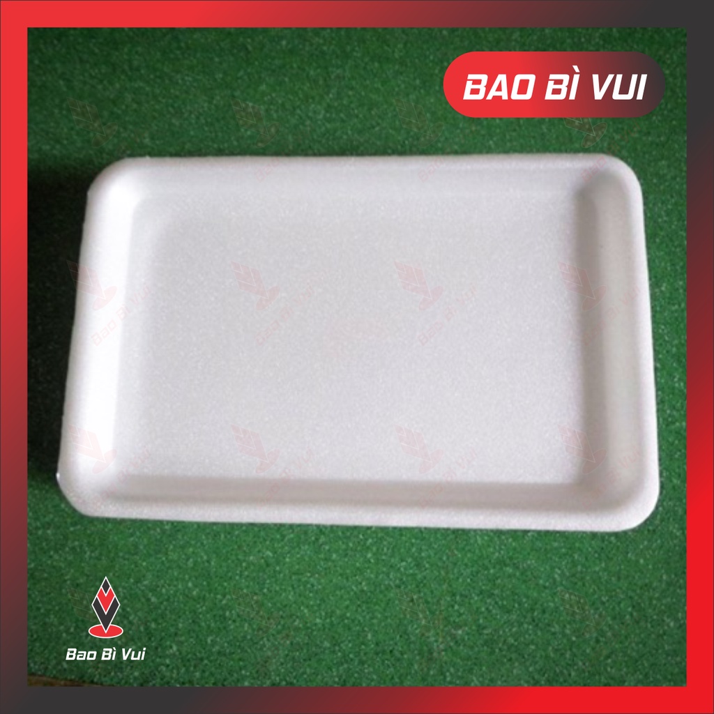 [Lốc 125 cái]  Khay xốp trắng đựng thực phâm, khay thực phẩm - BAO BÌ VUI