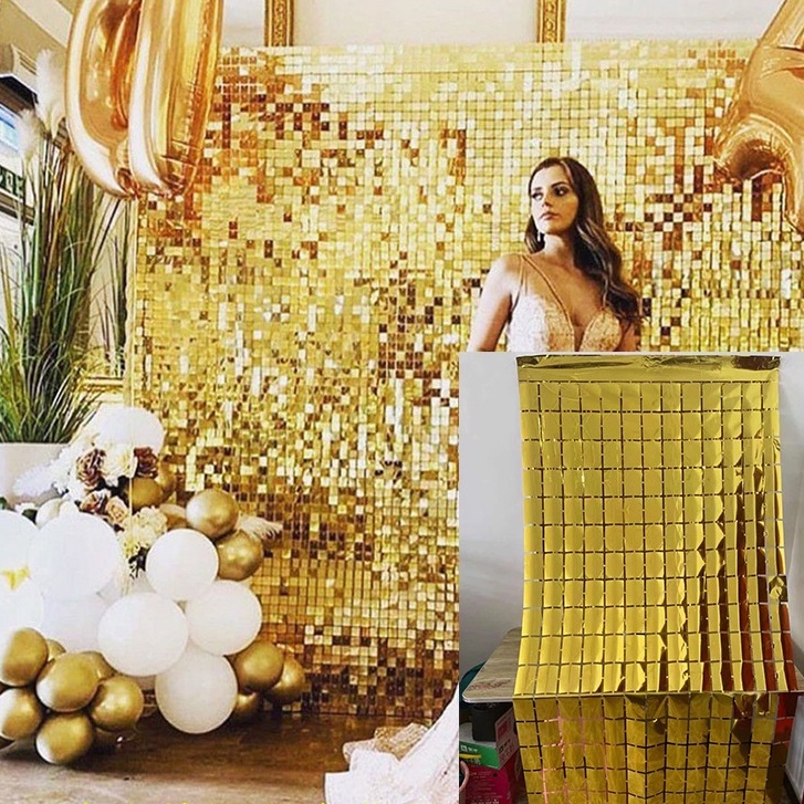 Tấm rèm sequin lấp lánh 1*2m làm backdrop dán tường Kem Shop trang trí sinh nhật tiệc cưới sự kiện - Kemshop K355