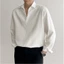 Sơ mi nam nữ cổ V vải lụa, Áo sơ mi form rộng Unisex nam nữ tay dài Hàn Quốc