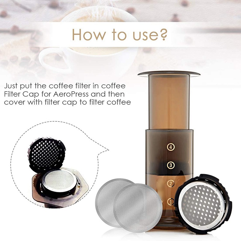 3 Gói Lưới Lọc Cà Phê Có Thể Tái Sử Dụng Bằng Kim Loại Cho Máy Pha Cà Phê AeroPress Máy Pha Cà Phê Espresso, Bạc