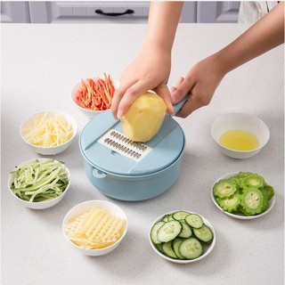 Rổ Bào Rau Củ Đa Năng Thiết Kế Thông Minh Tiện Lợi, Bộ Nạo Rau Củ 12In1 Kiểu Dáng Sang Trọng, Bàn nạo Sợi Rau Củ Cao Cấp