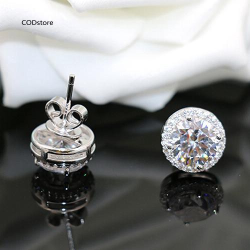 Khuyên tai mạ màu bạch kim đính đá thời trang thanh lịch cho nữ