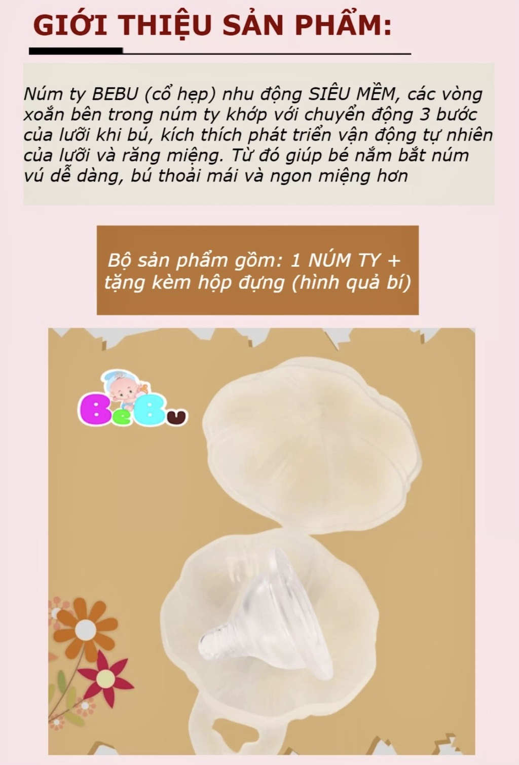 Mô tả Núm TY dành cho Bình sữa BEBU 200ml cổ hẹp - 2