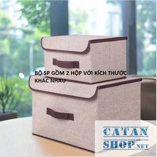 Combo 2 Hộp vải đựng vật dụng xếp gọn, hộp đựng đồ gia đình gấp gọn siêu tiện dụng, tiết kiệm diện tích GD249