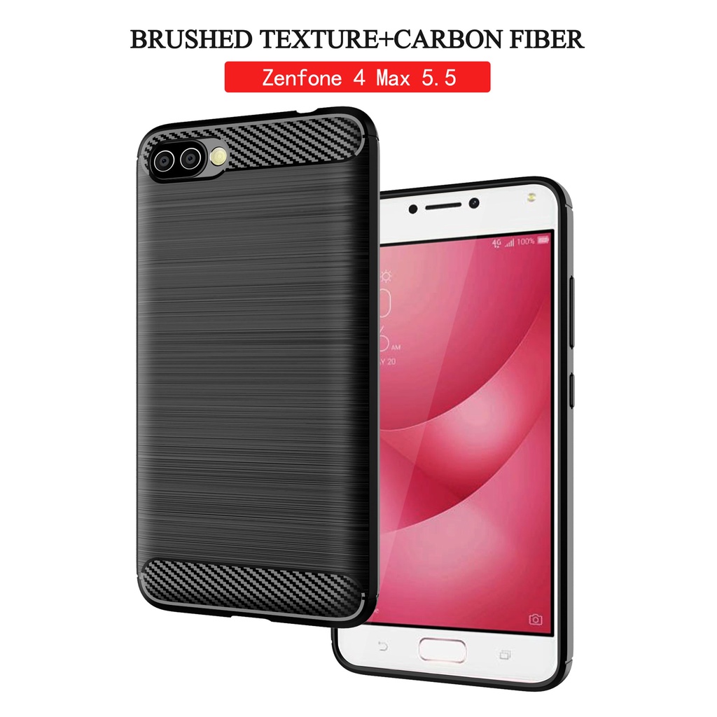 Sọc chải sợi Carbon ASUS ZenFone 4 Max Plus ZE554KL ZC554KL Vỏ điện thoại tpu silicon mềm Vỏ bảo vệ chống sốc