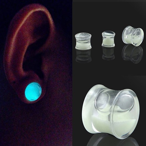 Unisex Glow in the Dark Double loe Saddle Máy đo tai cắm xuyên cơ thể