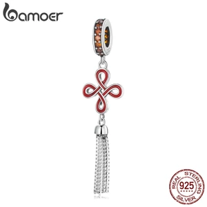 Hạt phụ kiện BAMOER SCC2069 bằng bạc 925 hình dáng nút cát tường để làm vòng tay DIY thời trang