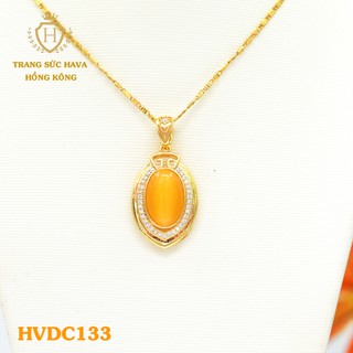 Dây Chuyền, Vòng Cổ Nữ Mặt Đính Đá Màu Vàng Xi Mạ Vàng Non Cao Cấp - Trang Sức Hava Hong Kong