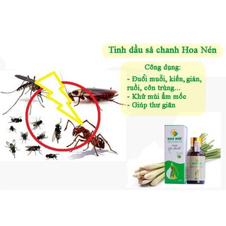 Tinh dầu Sả Chanh nguyên chất dùng thử - Hoa Nén -Khử mùi, đuổi muỗi - 3ml