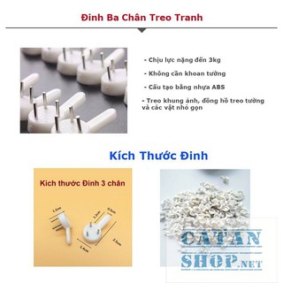 10 Đinh treo khung tranh, Đinh 3 chân 4 chân treo tranh ảnh,móc treo đồ đóng tường tiện lợi không cần khoan tường
