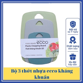 Thớt nhựa  set 3 cái, Thớt kháng khuẩn 5 D chống trơn trượt và xước bề mặt