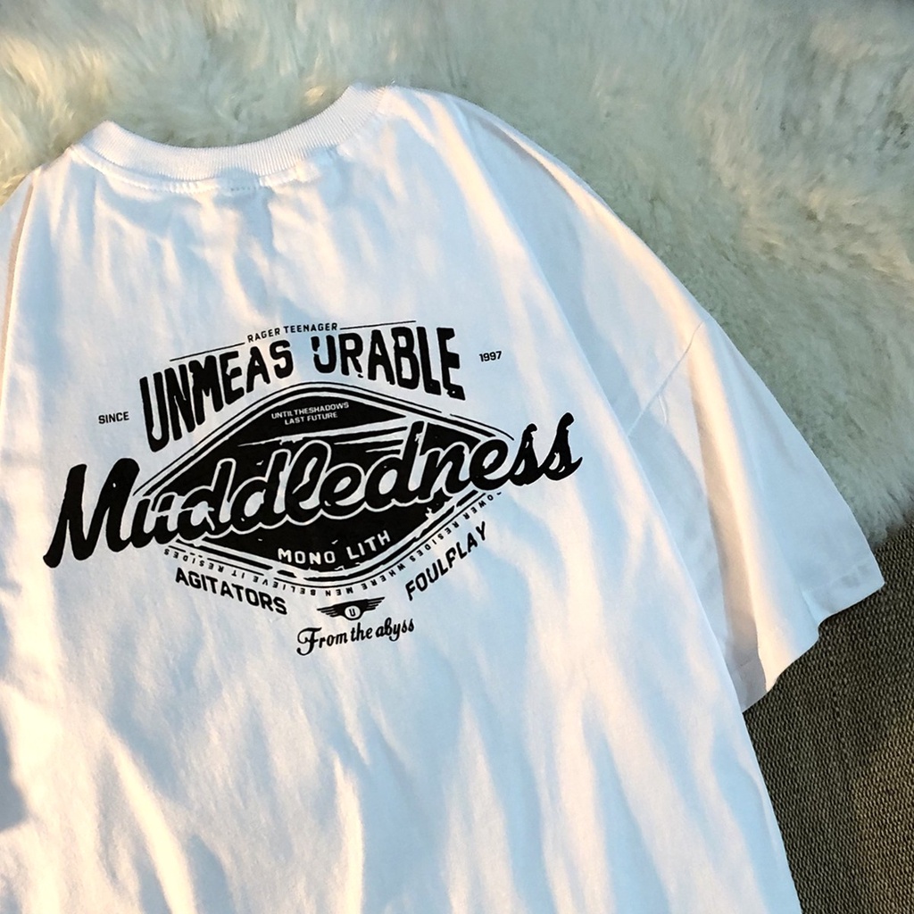 Áo Thun Tay Lỡ HappyFamily Form Rộng UNMEAS URABLE MUDDLEDNESS Cotton 100 Cao Cấp