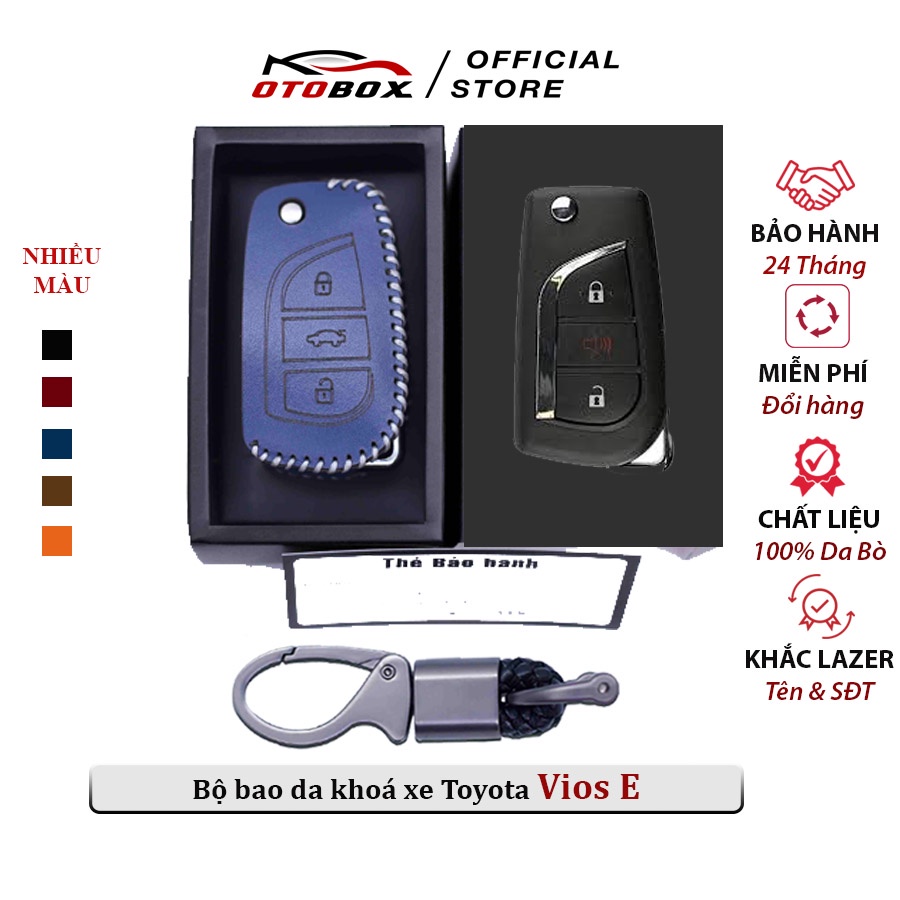Bao da chìa khóa ô tô xe hơi Toyota innova fortuner altis, bọc chìa khóa smartkey da thật chống xước chính hãng OTOBOX