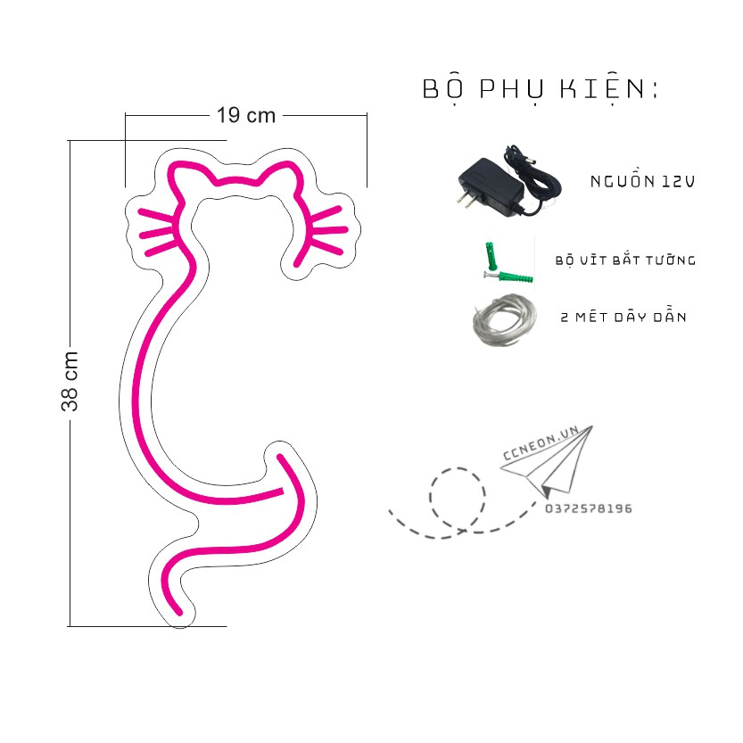 Đèn Trang Trí Led Neon Hình Mèo [Mẫu 6]