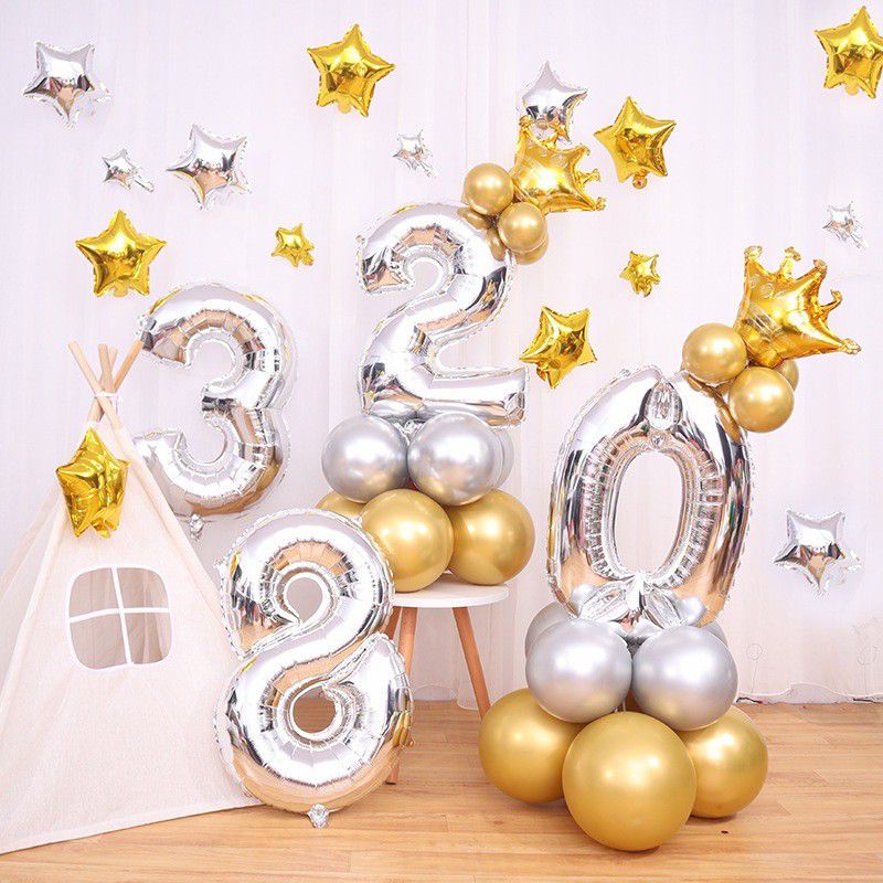 Set bóng số kèm vương miện size 16 inch trang trí sinh nhật - Kem Shop K142