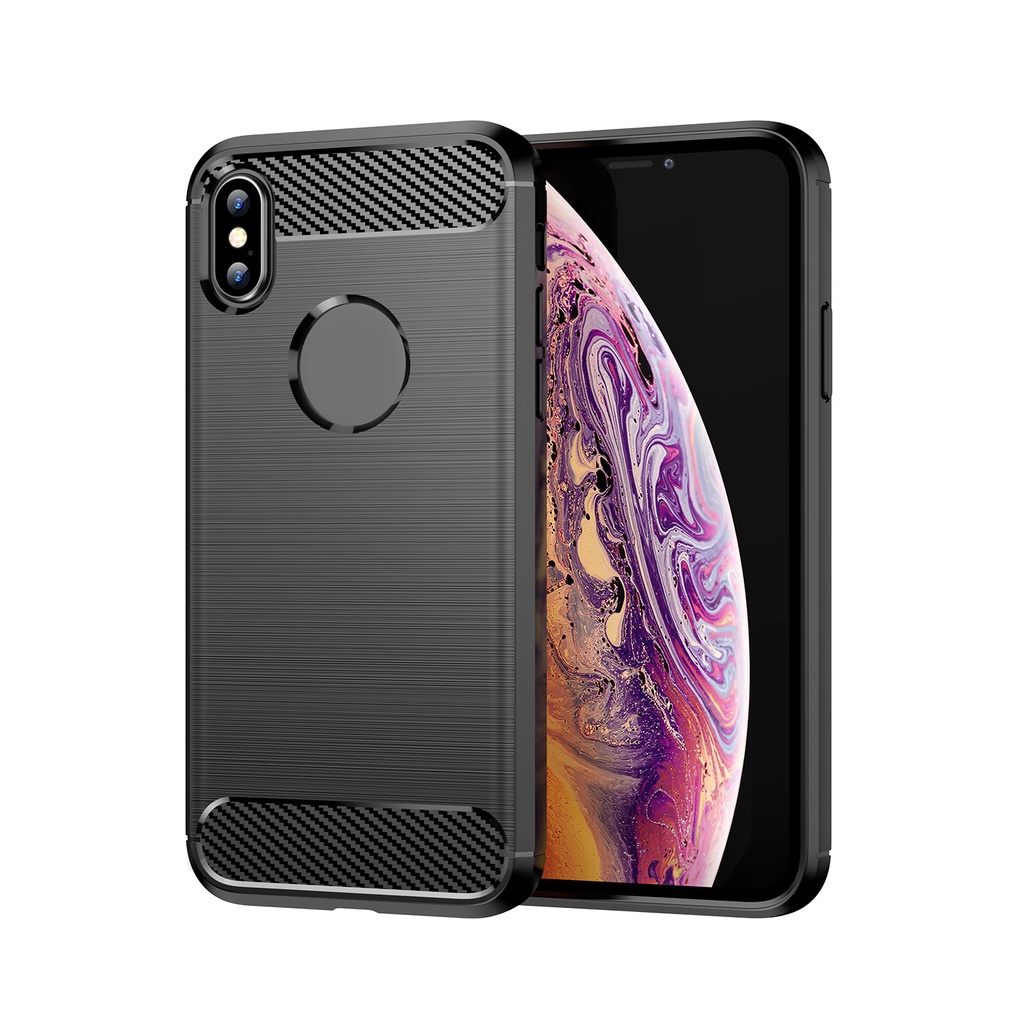 Sợi Carbon Chải Sọc Cho iPhone X XS MAX XR Silicon Mềm tpu Vỏ Điện Thoại Chống Sốc Vỏ Bảo Vệ