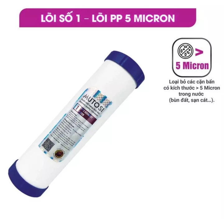 Bộ 3 Lõi lọc nước Mutosi 10 inch số 1 2 3 ( PP5 - GAC - PP1) chính hãng dùng cho máy lọc nước RO – 2