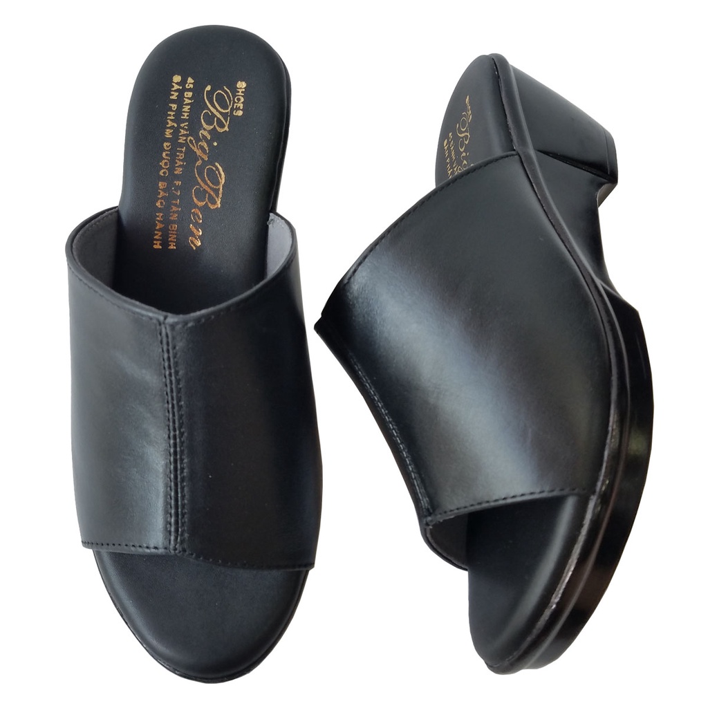 Dép Đế Xuồng BIGBEN Da Bò Cao 5 Phân HKD557