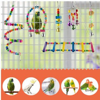 6 Chiếc Vẹt Đồ Chơi Treo Leo Thang Xoay Đứng Chuông Dây Chim Đồ Chơi
