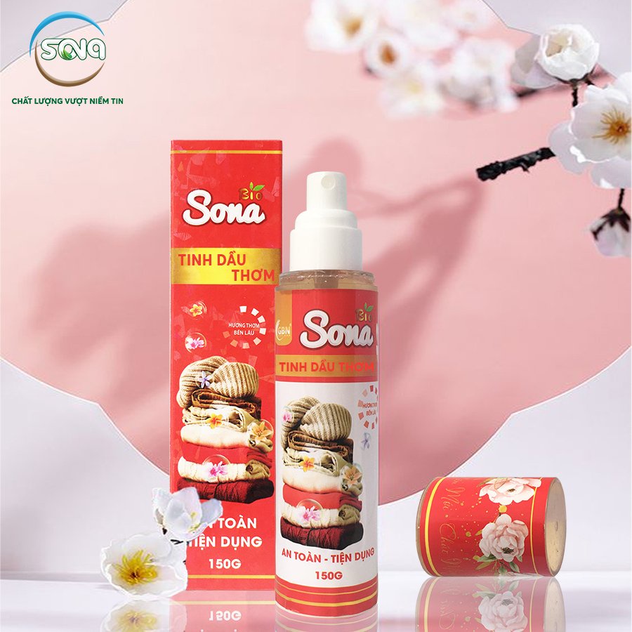 Xả vải khô nước xịt thơm quần áo Sona 100ml/150ml lưu hương lâu 24h làm mềm vải tiết kiệm thời gian xả nước