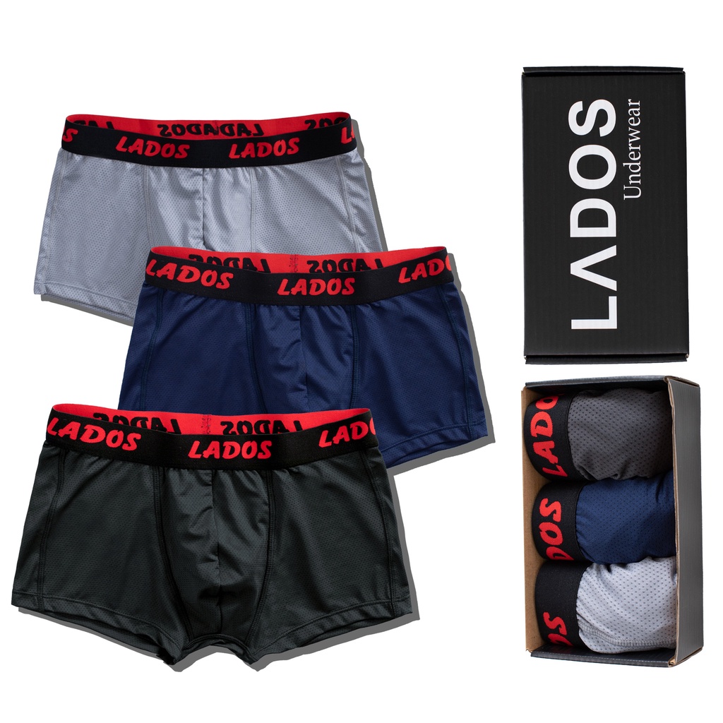 [COMBO 3 QUẦN] Quần lót boxer vải lưới co giãn thoáng mát LADOS - 4117 form chuẩn, thấm hút