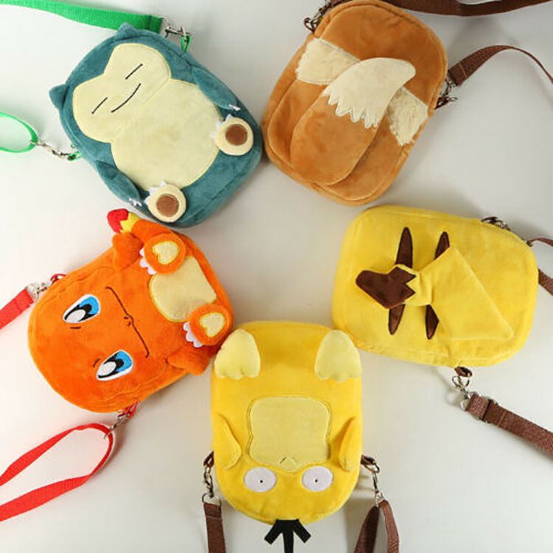 Pikachu Snorlax Charmander Eevee Psyduck Ba lô sang trọng Túi dây kéo trẻ em