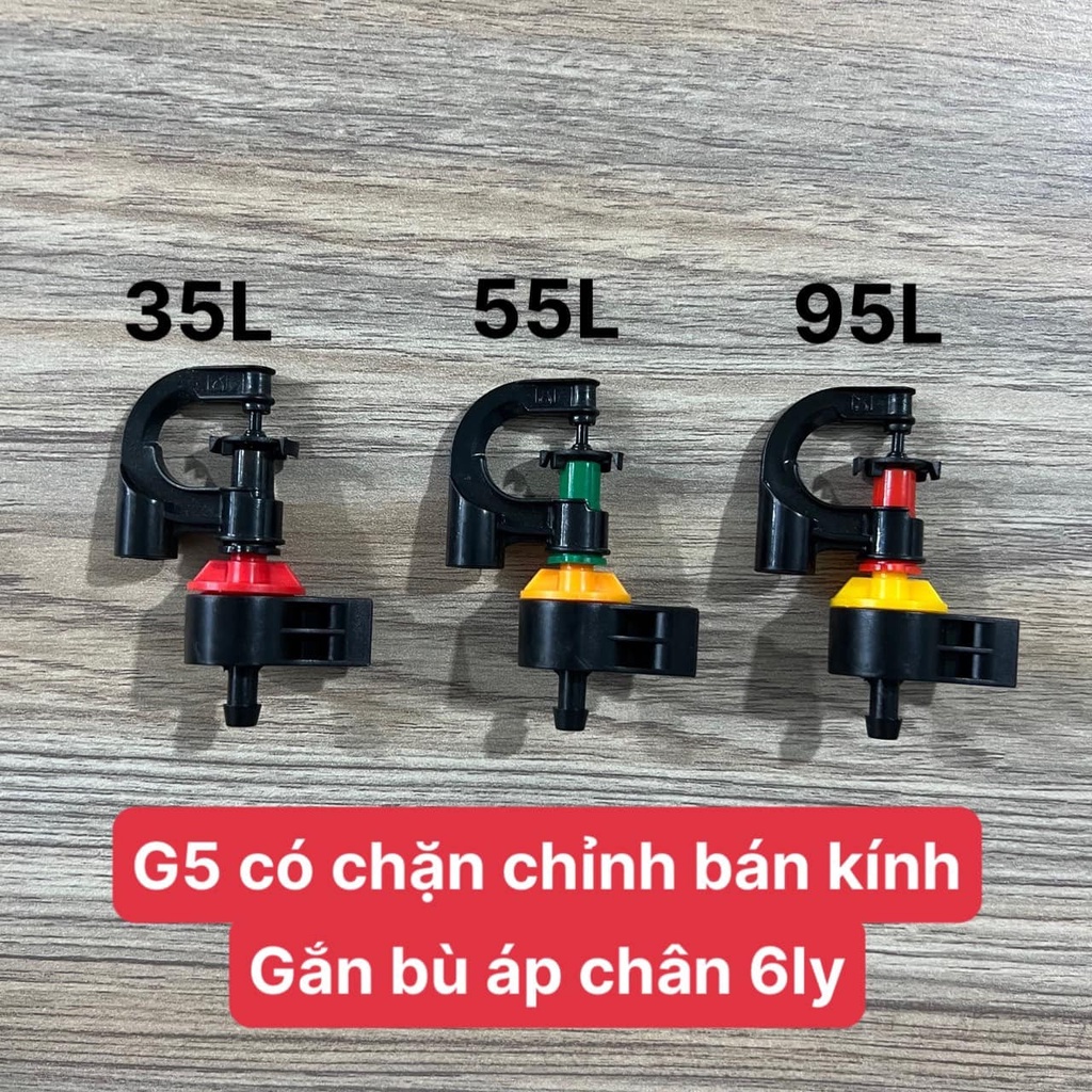 Sỉ 100 béc tưới phun mưa G5 cải tiến, có chặn bán kính (tùy chọn chân nối)